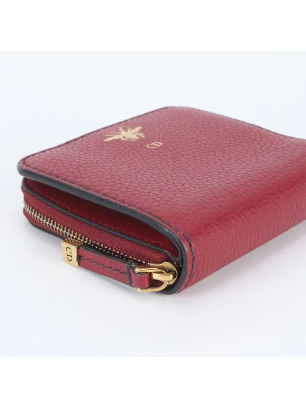 Dior Bee Leather Bifold Wallet Zip Around